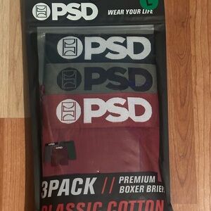 PSD Men's Boxer Briefs 3-Pack - Black, Gray, Burgundy